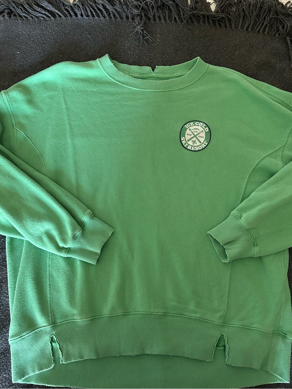 aerie Green Crewneck Sweatshirt with Chest Patch